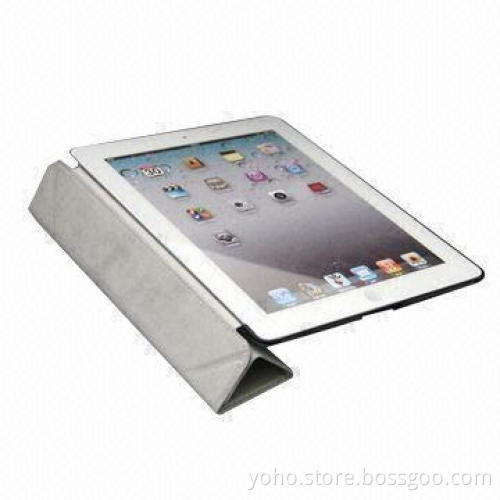 White Color Four Folder Leather Case with Stand with Multifunction for New iPad for Magnetic Inside